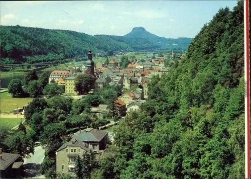 Bad Schandau Teilansicht mit Lilienstein im Hintergrund  Ansichtskarte 1984