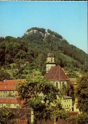 Königstein (Sächsische Schweiz)  Festung Königstein mit Kirche im Zentrum 1984