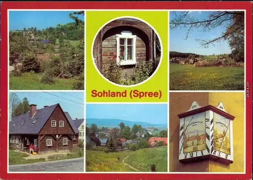 Sohland (Spree) Załom Oberdorf  Teilansicht, Sonnenuhr am Haus Markt 17 1984