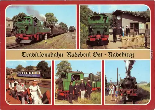 Radeburg Vor der Abfahrt in Radeburg, Haltepunkt Weißes Roß  Fahrgästen, 1982