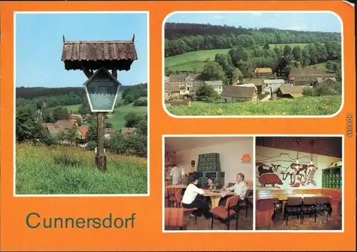 Cunnersdorf Pirna Naturlehrpfad, Teilansicht, Gaststätte  "Deutsches Haus 1982