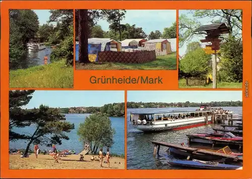 Grünheide Mark: Löcknitz, Camping am Peetzsee, Wanderwegweiser, Am Werlsee 1984