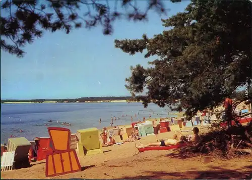 Frankfurt (Oder) Helenesee - Strand mit Strandkörben und Badegästen 1986