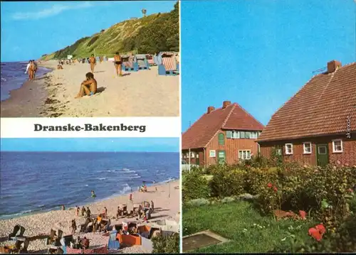 Dranske Strandansichten mit Badegästen und Ferienhäuser 1978