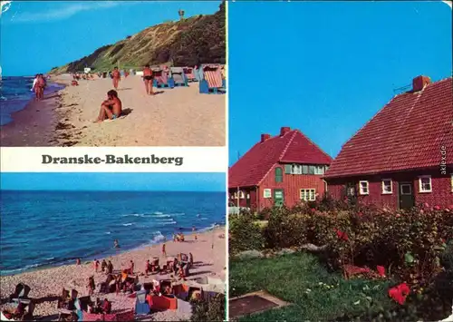 Dranske Strandansichten mit Badegästen und Ferienhäuser 1978