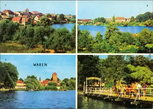 Waren (Müritz) Tiefwarensee, Blick von der Kietz-Brücke auf Waren 1974