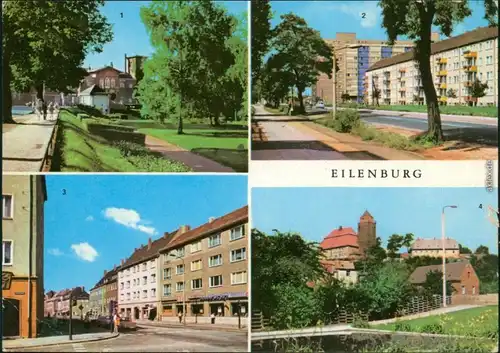 Eilenburg 1. Bahnhof 2. Hochhaus 3. Leipziger Straße 4. Sorbenburg 1976