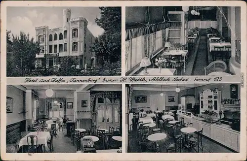 Ahlbeck (Usedom) 4 Bild: Innen und Außen Hotel Tannenburg 1940 