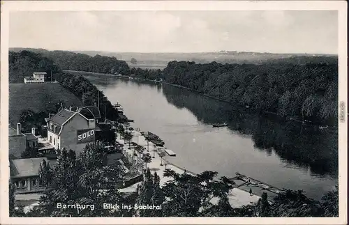 Bernburg (Saale) Blick ins Saaletal, Bootsanlegestelle 1935
