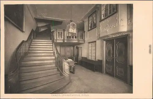 Danzig Gdańsk Gduńsk Uphagenhaus, Treppenanlage in der Diele 1924