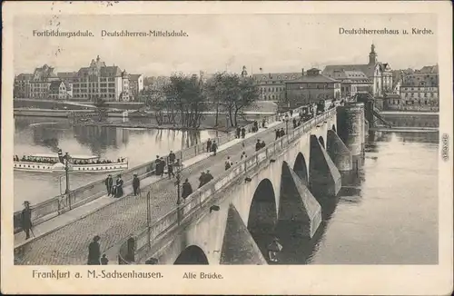 Sachsenhausen Frankfurt am Main Alte Schulen, Deutschherrenhaus und Kirche 1913