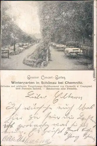 Schönau Chemnitz Karl-Marx-Stadt Wintergarten - Großer Konzert-Garten 1899