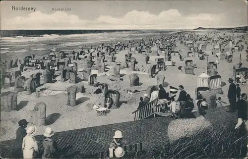 Norderney belebter Nordtrand - Strandkörbe Ansichtskarte 1914