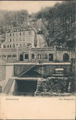 Heidelberg Bergbahn und Station Ansichtskarte 1916