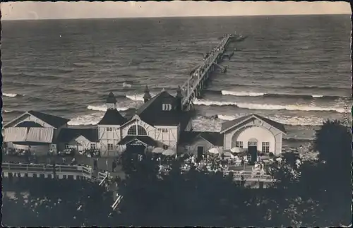 Sellin Blick über die Seebrücke zum Meer Privatfotokarte 1928