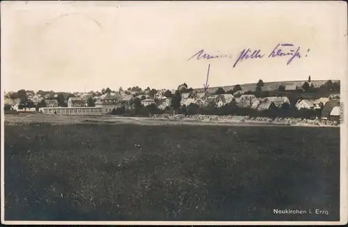 Neukirchen (Erzgebirge) Panorama Blick übers Feld zur Stadt 1927