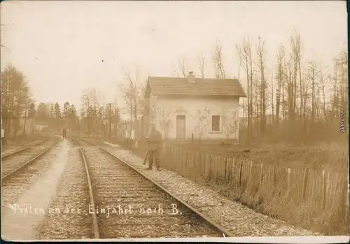 Reims Reims Posten an der Einfahrt nach B. nahe Reims 1917 Privatfoto 