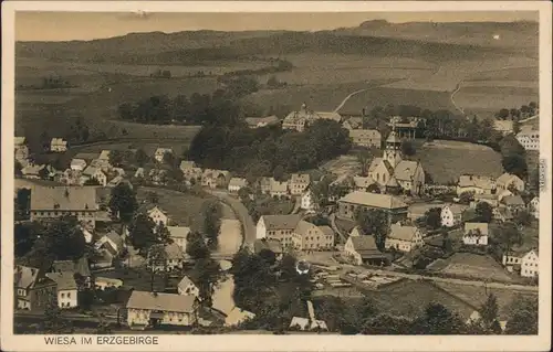 Wiesa Erzgebirge Wiesenbad Stadtpartie Ansichtskarte 1924