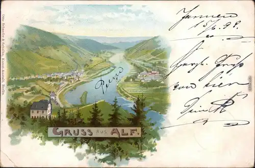 Alf (Mosel) Panorama Litho Ansichtskarte 1899