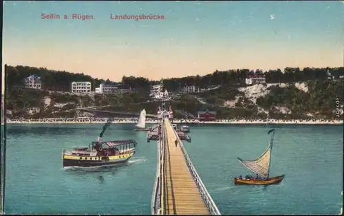 Sellin Landungsbrücke - Schiffe und Promenade 1914 