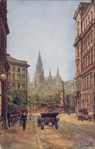 Wien Mölkerbastei Künstlerkarte von Erwin Pendl Ansichtskarte 1916