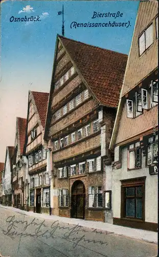 Osnabrück Bierstraße mit Renaissancehäuser Ansichtskarte 1927