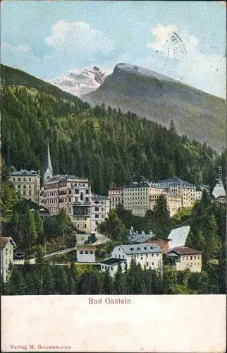 Bad Gastein Panorama Ausschnitt mit Bergen 1907 Reliefkarte