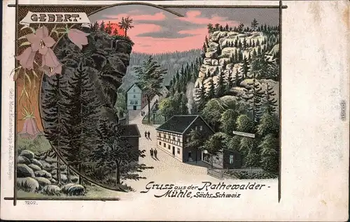 Ansichtskarte Rathewalde Litho Ak: Rathewalder Mühle b Bad Schandau  1907 