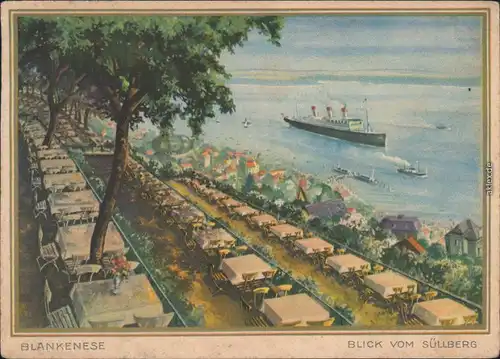 Blankenese-Hamburg Süllberg - Restaurant - Blick aufs Meer Künstlerkarte 1941