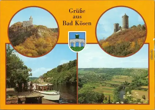 Bad Kösen Rudelsburg, Burg Saaleck, Schiffsanlegestelle, Blick ins Saaletal 1986