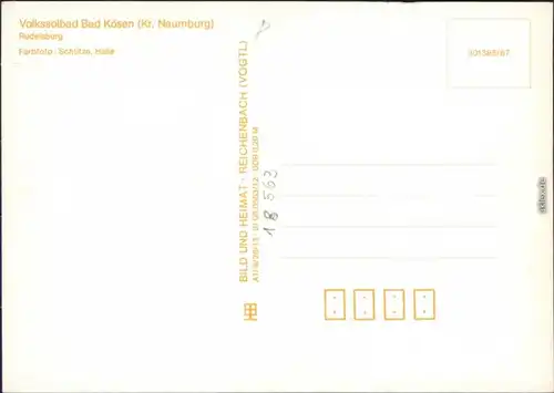 Saaleck-Bad Kösen Rudelsburg Ansichtskarte  1987