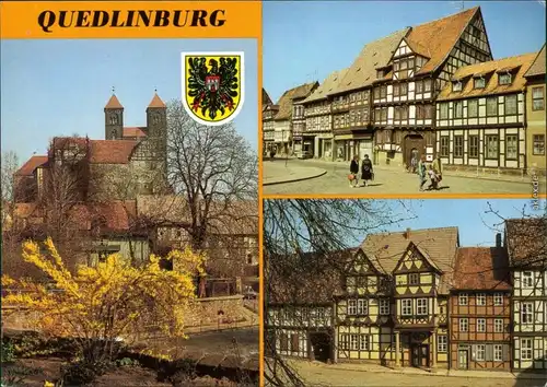 Quedlinburg Blick auf den Burgberg m Klopstockhaus 1986