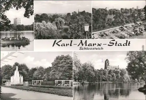 Chemnitz Karl-Marx-Stadt Schloßteich Ansichtskarte  1979