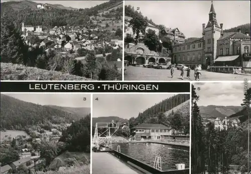 Leutenberg  Teilansicht  Marktplatz Hirschberg  Schwimmbad  Friedensburg 1982