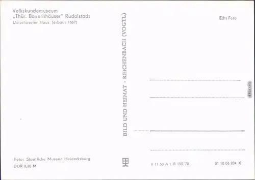 Rudolstadt Volkskundemuseum "Thür. Bauernhäuser": Unterhaseler Haus 1978