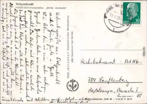 Dolgenbrodt-Heidesee FDGB-Erholungsheim "Erich Gentsch" 1971