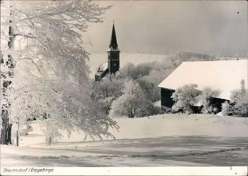 Hermsdorf (Ost-Erzgebirge) Kirche - Winteransicht Ansichtskarte 1972