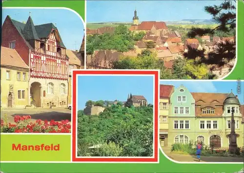 Mansfeld Rathaus, Teilansicht, Schloß, Polytechnische Oberschule 1980