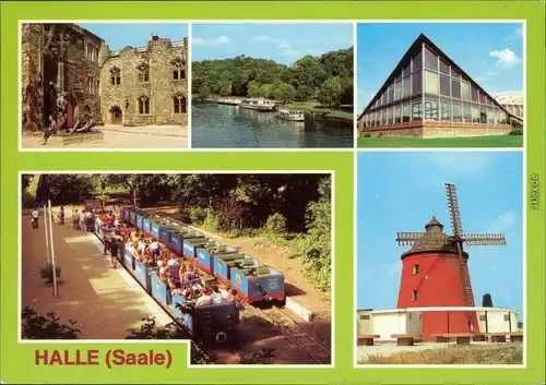 Halle (Saale) Moritzburg - Innenhof, Saalepartie Gaststätte "Eselsmühle" 1981