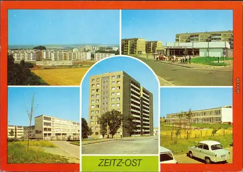 Zeitz Neubauten, Kaufhalle, Oberschule, Hochhaus  Niederkirchner-Straße  1982