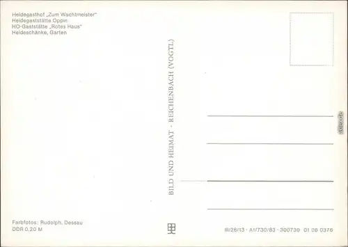 "Zum Wachtmeister", Heidegaststätte Oppin, HO-Gaststätte "Rotes Haus",   1983
