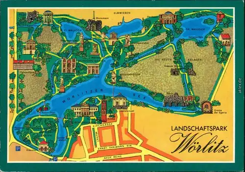 Wörlitz Oranienbaum-Wörlitz Landschaftspark Wörlitz - Karte/Plan 1987