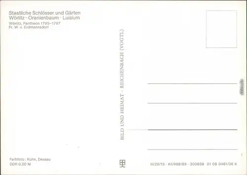 Wörlitz-Oranienbaum-Wörlitz Schlösser und Gärten: Pantheon 1985