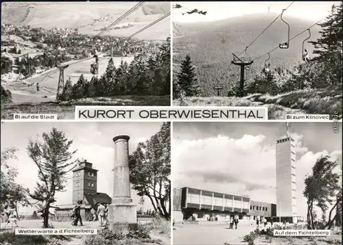 Oberwiesenthal Blick zur Stadt  Fichtelberghaus und Wetterwarte 1981