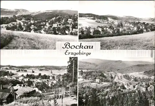 Bockau (Erzgebirge) Überblick über die Stadt mit Weitblick und Kirche 1978