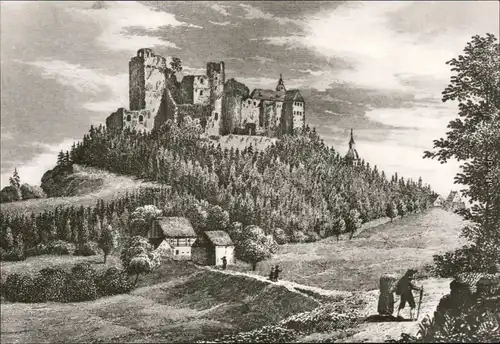 Frauenstein (Erzgebirge) Schloß und Burgruine (Nach einen Stich um 1840) 1978