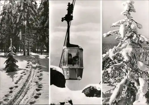 Thale (Harz) Winterliche Szene  Bodetal und Hexentanzplatz mit Seilbahn 1982