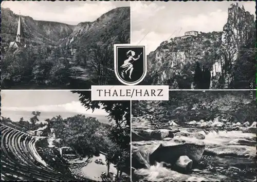 Thale (Harz) Panorama-Ansicht, Fluss, Terrassen 1966