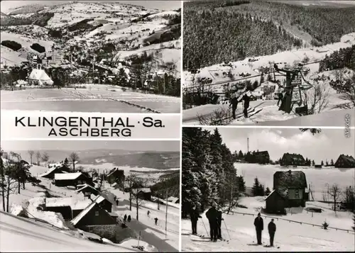 Klingenthal Panorama-Ansicht, Sessellift, Häuseransichten - im Winter 1978