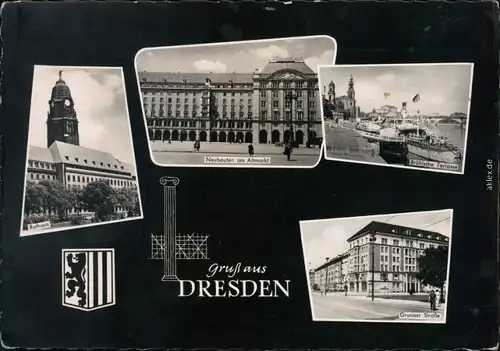 Dresden Rathaus, Neubauten am Altmarkt, Brühlsche Terrasse, Grunaer Straße 1959